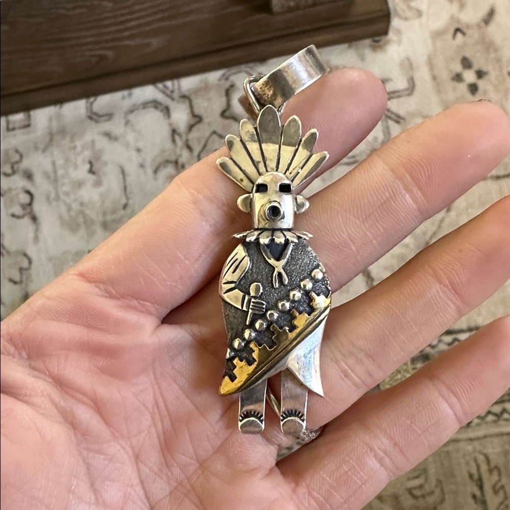 Silver and Gold vintage Zuni necklace Tony Singer